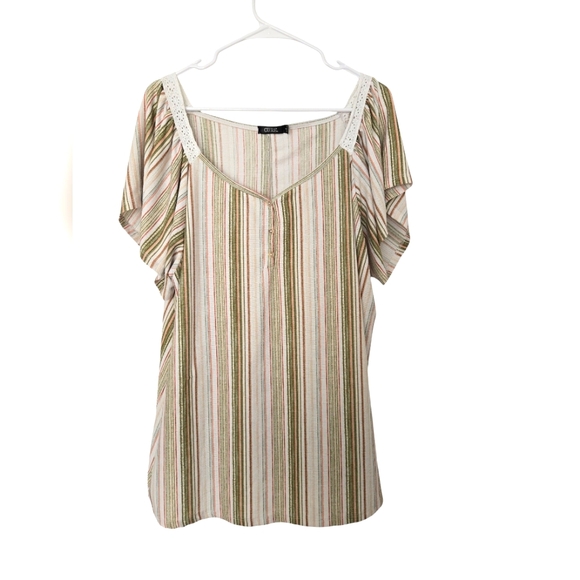 Cure striped Top with Lace Detail size 3x - Picture 1 of 4